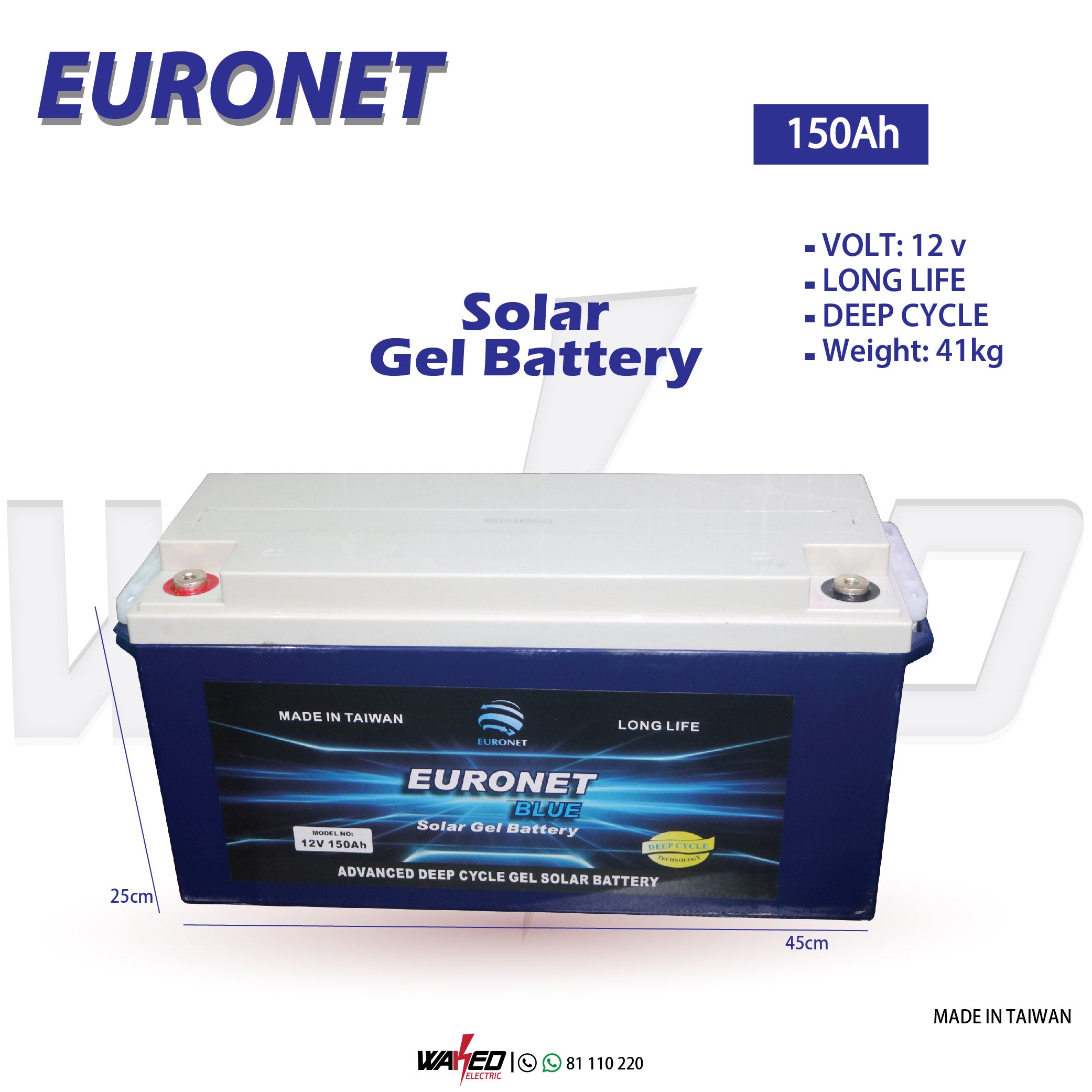 Batterie Solaire EURONET GEL 12V100AH - SOUMARI